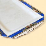 Art Deco Morley Fox & Co Sandwich Set, 6 Pc, Blue Floral, Gold Gilt Vintage