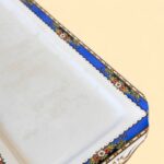 Art Deco Morley Fox & Co Sandwich Set, 6 Pc, Blue Floral, Gold Gilt Vintage