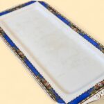 Art Deco Morley Fox & Co Sandwich Set, 6 Pc, Blue Floral, Gold Gilt Vintage