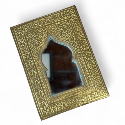 Vintage Moroccan Brass Mirror, Small Ornate Arch Wall Decor, Bohemian Home Gift