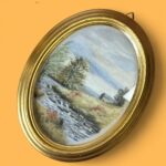 Vintage Pair Oval Paintings, H.J. Jacoby Original Yorkshire Dales Pastel Art