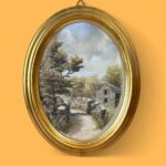 Vintage Pair Oval Paintings, H.J. Jacoby Original Yorkshire Dales Pastel Art