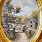 Vintage Pair Oval Paintings, H.J. Jacoby Original Yorkshire Dales Pastel Art