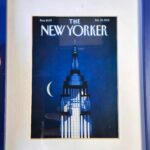 New Yorker Framed Print, Feb 2010 Empire State Building Cover, Cobalt Blue Frame Wall Art