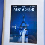 New Yorker Framed Print, Feb 2010 Empire State Building Cover, Cobalt Blue Frame Wall Art