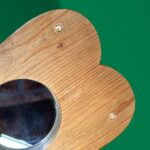 Rustic Pine Heart Wall Mirror with Shelf & Candle Holder - Vintage Wood Decor