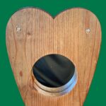 Rustic Pine Heart Wall Mirror with Shelf & Candle Holder - Vintage Wood Decor