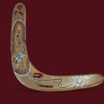 Vintage Aboriginal Boomerang, 16" Hand Painted Lizard, Birubi Art by Trisha Mason