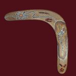Vintage Aboriginal Boomerang, 16" Hand Painted Lizard, Birubi Art by Trisha Mason