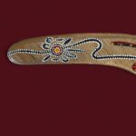 Vintage Aboriginal Boomerang, 16" Hand Painted Lizard, Birubi Art by Trisha Mason
