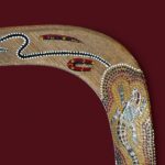 Vintage Aboriginal Boomerang, 16" Hand Painted Lizard, Birubi Art by Trisha Mason