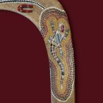 Vintage Aboriginal Boomerang, 16" Hand Painted Lizard, Birubi Art by Trisha Mason