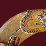 Vintage Aboriginal Boomerang, 16" Hand Painted Lizard, Birubi Art by Trisha Mason