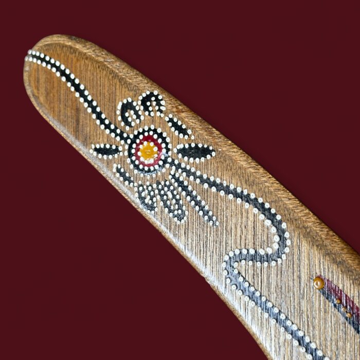 Vintage Aboriginal Boomerang, 16" Hand Painted Lizard, Birubi Art by Trisha Mason