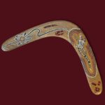 Vintage Aboriginal Boomerang, 16" Hand Painted Lizard, Birubi Art by Trisha Mason