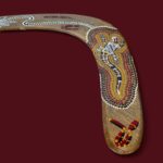 Vintage Aboriginal Boomerang, 16" Hand Painted Lizard, Birubi Art by Trisha Mason