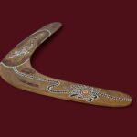Vintage Aboriginal Boomerang, 16" Hand Painted Lizard, Birubi Art by Trisha Mason