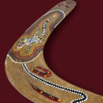 Vintage Aboriginal Boomerang, 16" Hand Painted Lizard, Birubi Art by Trisha Mason