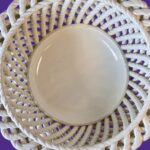 Vintage Casasus Spanish Ceramic Bowl, Mid-Century Basketweave Pedestal Tazza, 1