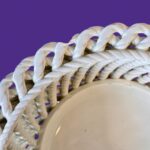Vintage Casasus Spanish Ceramic Bowl, Mid-Century Basketweave Pedestal Tazza, 1
