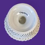 Vintage Casasus Spanish Ceramic Bowl, Mid-Century Basketweave Pedestal Tazza, 1