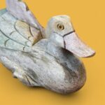Vintage Carved Wooden Duck, Rustic Weathered Ornament, Farmhouse Country Decor