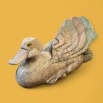 Vintage Carved Wooden Duck, Rustic Weathered Ornament, Farmhouse Country Decor