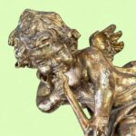 Large Vintage Gisela Graham Gold Cherub, Hanging Christmas Angel Decoration, Wall Art