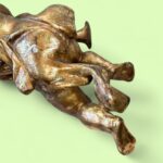 Large Vintage Gisela Graham Gold Cherub, Hanging Christmas Angel Decoration, Wall Art