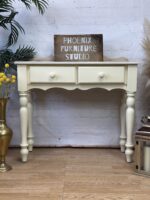 Elegant Cream Vintage Pine Console Table | Hand-Refinished Hall Table