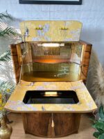 Exquisite Art Deco Cocktail Cabinet | Professionally Restored Walnut with a Surprise Oriental Interior