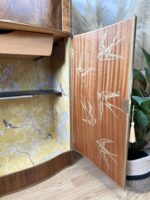 Exquisite Art Deco Cocktail Cabinet | Professionally Restored Walnut with a Surprise Oriental Interior