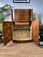 Exquisite Art Deco Cocktail Cabinet | Professionally Restored Walnut with a Surprise Oriental Interior