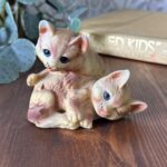 Vintage Alfretto Cat Figurine, Mid Century Ceramic Kittens Ornament, Winking Cat