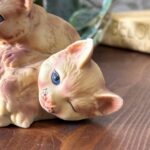 Vintage Alfretto Cat Figurine, Mid Century Ceramic Kittens Ornament, Winking Cat
