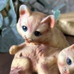 Vintage Alfretto Cat Figurine, Mid Century Ceramic Kittens Ornament, Winking Cat