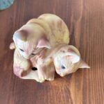 Vintage Alfretto Cat Figurine, Mid Century Ceramic Kittens Ornament, Winking Cat