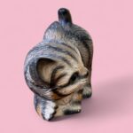 Vintage 1983 Harvey Knox Tabby Cat Figurine, Small Ceramic Kitten, Japan Made