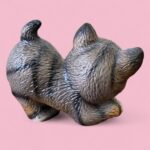 Vintage 1983 Harvey Knox Tabby Cat Figurine, Small Ceramic Kitten, Japan Made