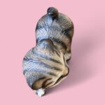 Vintage 1983 Harvey Knox Tabby Cat Figurine, Small Ceramic Kitten, Japan Made