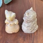 Vintage Pair Cat Ornaments, Resin Figurines, Big Eyes & Cat in Dress, Retro Kitsch