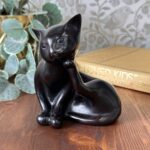 Vintage 1950s Style MCM Brown Cat Ornament, Resin Kitty Figurine, Retro Decor