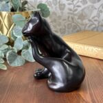 Vintage 1950s Style MCM Brown Cat Ornament, Resin Kitty Figurine, Retro Decor
