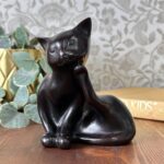 Vintage 1950s Style MCM Brown Cat Ornament, Resin Kitty Figurine, Retro Decor