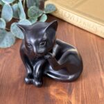 Vintage 1950s Style MCM Brown Cat Ornament, Resin Kitty Figurine, Retro Decor
