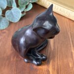 Vintage 1950s Style MCM Brown Cat Ornament, Resin Kitty Figurine, Retro Decor
