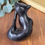 Vintage 1950s Style MCM Brown Cat Ornament, Resin Kitty Figurine, Retro Decor