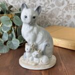 Vintage St Michael Cat Figurine Ornament, Mother & Kittens, Japan 5982/2425
