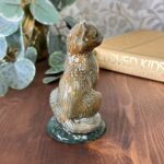 Vintage Studio Pottery Cat Figurine, Handmade Ceramic Ginger & Grey Seated Cat
