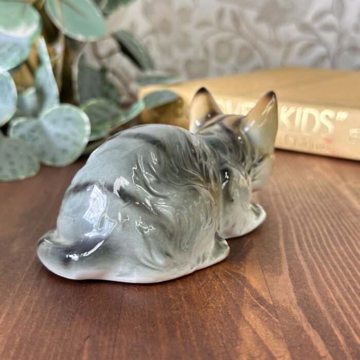 Vintage Cat & Kitten Figurine, Hand Painted Porcelain, Retro Animal Ornament, Cat Lover Gift